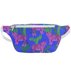 Pink Tigers On A Blue Background Waist Bag  by SychEva