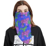 Pink Tigers On A Blue Background Face Covering Bandana (Triangle)