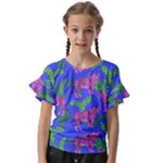 Pink Tigers On A Blue Background Kids  Cut Out Flutter Sleeves