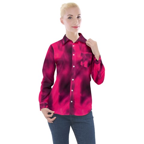 Purple Abstract Stars Women s Long Sleeve Pocket Shirt by DimitriosArt