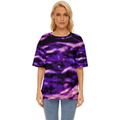 Purple  Waves Abstract Series No1 Oversized Basic Tee by DimitriosArt