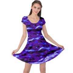 Purple  Waves Abstract Series No2 Cap Sleeve Dress by DimitriosArt