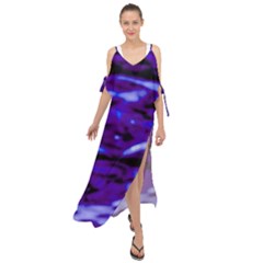 Purple  Waves Abstract Series No2 Maxi Chiffon Cover Up Dress by DimitriosArt