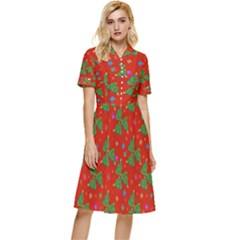 Christmas Trees Button Top Knee Length Dress by SychEva