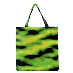 Green  Waves Abstract Series No12 Grocery Tote Bag by DimitriosArt
