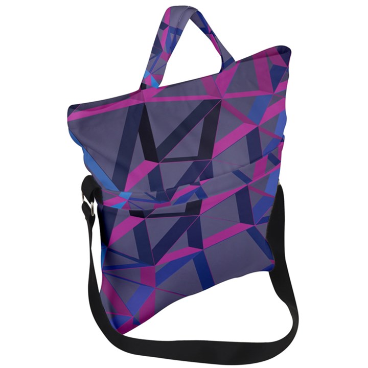 3d Lovely Geo Lines Fold Over Handle Tote Bag