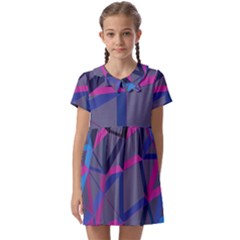 3d Lovely Geo Lines Kids  Asymmetric Collar Dress by Uniqued