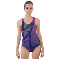 3d Lovely Geo Lines Cut-out Back One Piece Swimsuit by Uniqued