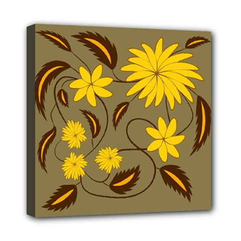 Folk Flowers Floral Art Print Flowers Abstract Art  Mini Canvas 8  X 8  (stretched) by Eskimos