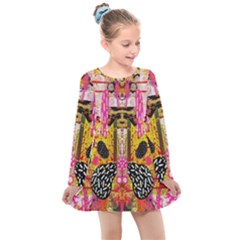Digital Illusion Kids  Long Sleeve Dress by Sparkle