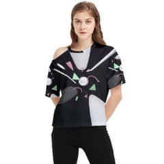 Digital Illusion One Shoulder Cut Out Tee by Sparkle
