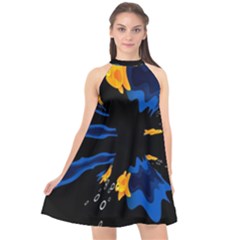 Digital Illusion Halter Neckline Chiffon Dress  by Sparkle