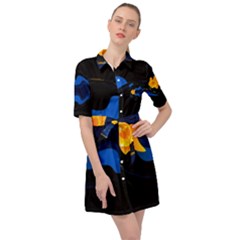 Digital Illusion Belted Shirt Dress by Sparkle