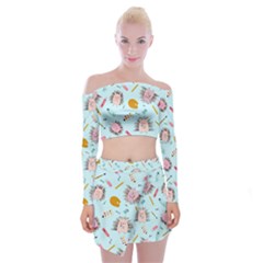 Hedgehogs Artists Off Shoulder Top With Mini Skirt Set by SychEva