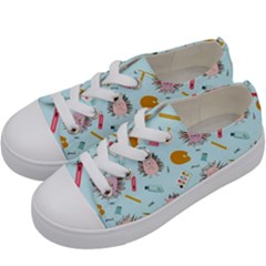 Hedgehogs Artists Kids  Low Top Canvas Sneakers by SychEva