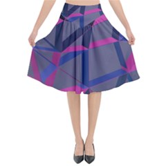 3d Lovely Geo Lines Flared Midi Skirt by Uniqued