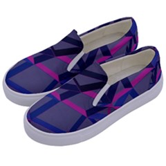 3d Lovely Geo Lines Kids  Canvas Slip Ons by Uniqued