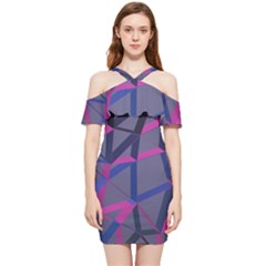 3d Lovely Geo Lines Shoulder Frill Bodycon Summer Dress by Uniqued