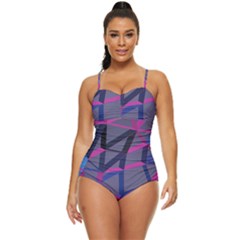 3d Lovely Geo Lines Retro Full Coverage Swimsuit by Uniqued