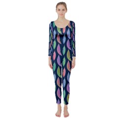 Colorful Feathers Long Sleeve Catsuit by SychEva
