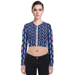 Colorful Feathers Long Sleeve Zip Up Bomber Jacket by SychEva
