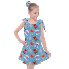 Cute Cats And Bears Kids  Tie Up Tunic Dress by SychEva