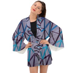 3d Lovely Geo Lines 2 Long Sleeve Kimono by Uniqued
