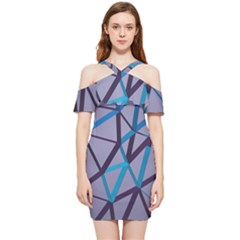 3d Lovely Geo Lines 2 Shoulder Frill Bodycon Summer Dress by Uniqued