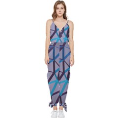 3d Lovely Geo Lines 2 Sleeveless Tie Ankle Jumpsuit by Uniqued