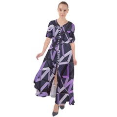 3d Lovely Geo Lines Vi Waist Tie Boho Maxi Dress by Uniqued