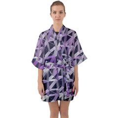 3d Lovely Geo Lines  Iv Half Sleeve Satin Kimono  by Uniqued