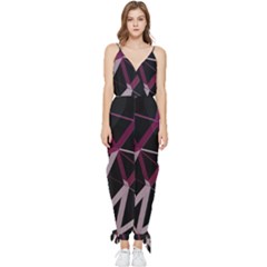 3d Lovely Geo Lines Iii Sleeveless Tie Ankle Jumpsuit by Uniqued