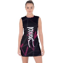 3d Lovely Geo Lines Viii Lace Up Front Bodycon Dress by Uniqued