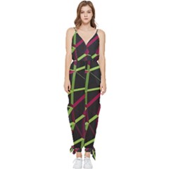 3d Lovely Geo Lines X Sleeveless Tie Ankle Jumpsuit by Uniqued