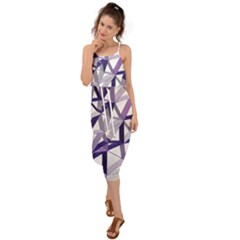 3d Lovely Geo Lines X Waist Tie Cover Up Chiffon Dress by Uniqued