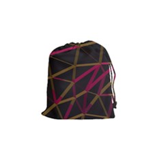 3d Lovely Geo Lines Xi Drawstring Pouch (small) by Uniqued