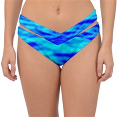 Blue Waves Abstract Series No12 Double Strap Halter Bikini Bottom by DimitriosArt