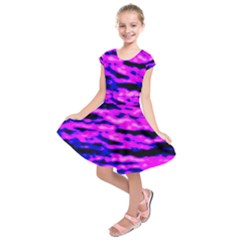 Purple  Waves Abstract Series No6 Kids  Short Sleeve Dress by DimitriosArt