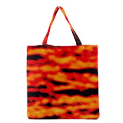 Red  Waves Abstract Series No17 Grocery Tote Bag by DimitriosArt