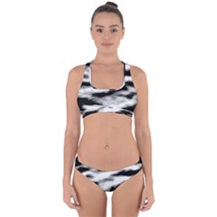 Black Waves Abstract Series No 2 Cross Back Hipster Bikini Set by DimitriosArt