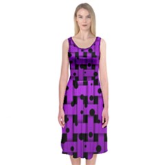 Weaved Bubbles At Strings, Purple, Violet Color Midi Sleeveless Dress by Casemiro