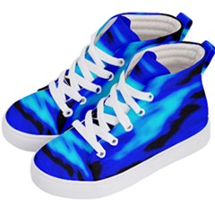 Blue Waves Abstract Series No13 Kids  Hi-top Skate Sneakers by DimitriosArt