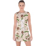 Folk flowers print Floral pattern Ethnic art Lace Up Front Bodycon Dress