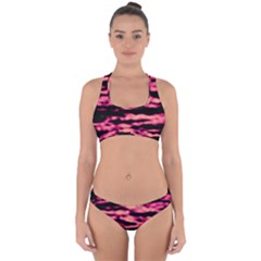 Pink  Waves Abstract Series No2 Cross Back Hipster Bikini Set by DimitriosArt