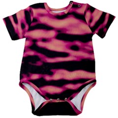 Pink  Waves Abstract Series No2 Baby Short Sleeve Onesie Bodysuit by DimitriosArt