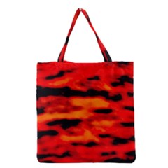 Red  Waves Abstract Series No16 Grocery Tote Bag by DimitriosArt