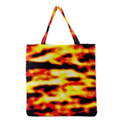 Red  Waves Abstract Series No19 Grocery Tote Bag by DimitriosArt