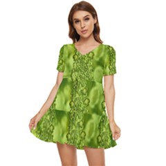 Green Fresh  Lilies Of The Valley The Return Of Happiness So Decorative Tiered Short Sleeve Babydoll Dress by pepitasart