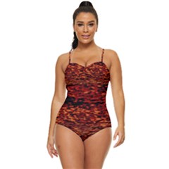 Red Waves Flow Series 2 Retro Full Coverage Swimsuit by DimitriosArt
