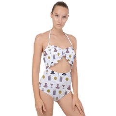 Shiny New Year Things Scallop Top Cut Out Swimsuit by SychEva